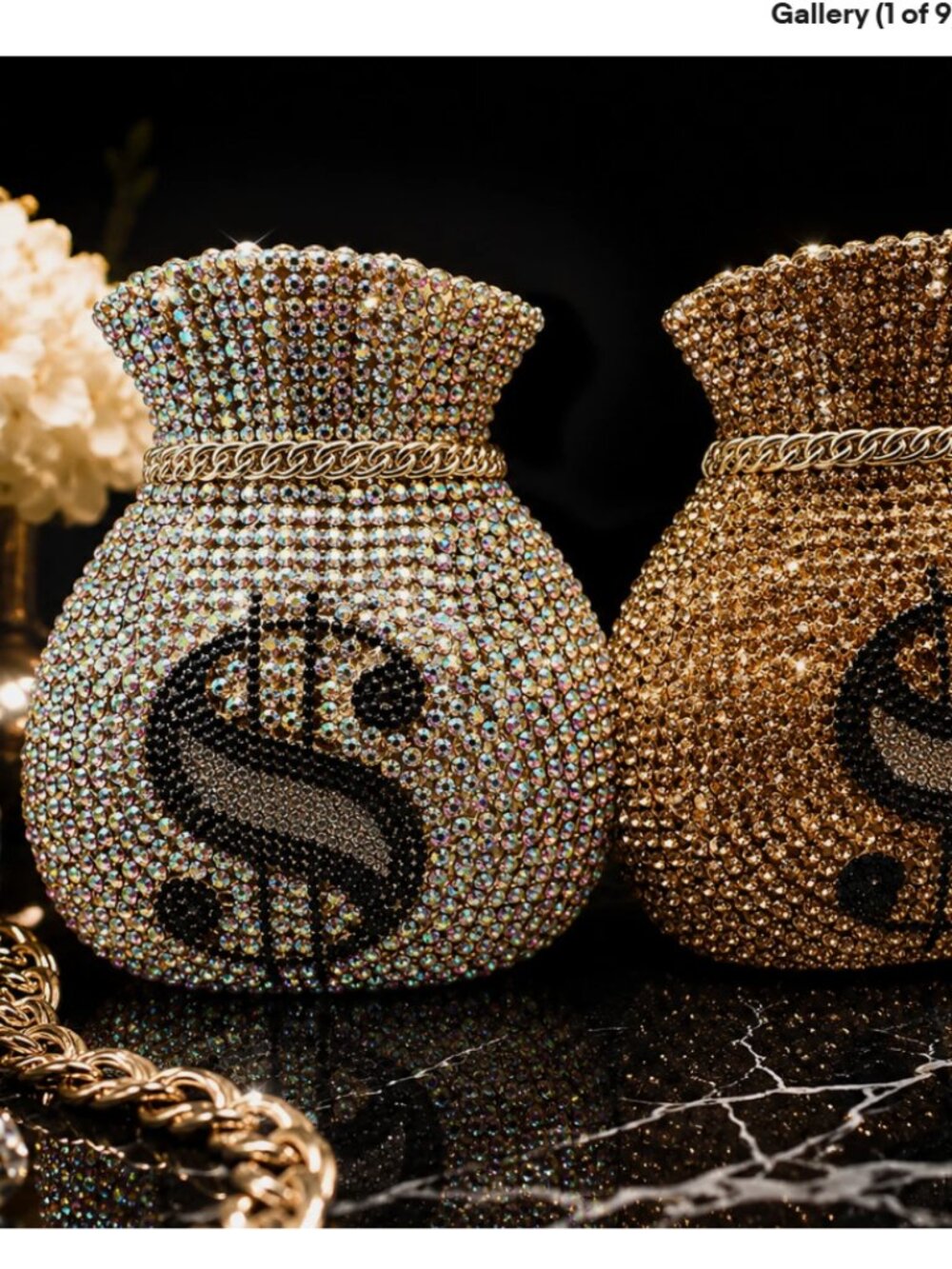 Rhinestone Money Bag Evening Purse